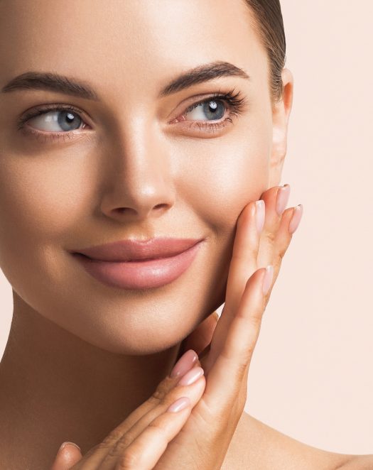 Beauty face woman make up tanned skin Beauty face woman make up tanned skin